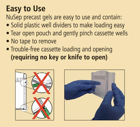 nUView Tris-Glycine Precast Gel Box for Bio-Rad gel tanks - easy to use with no combs or tape to remove