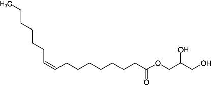 Structural formula of Monopalmitolein (9.7 MAG, 1-(9Z-hexadecenoyl)-rac-glycerol)